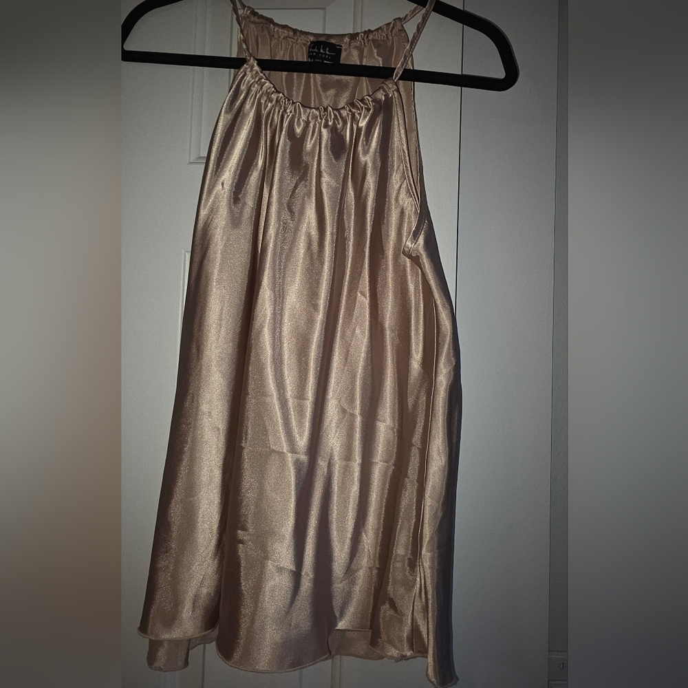 Nicole Miller Champagne Satin Halter Top